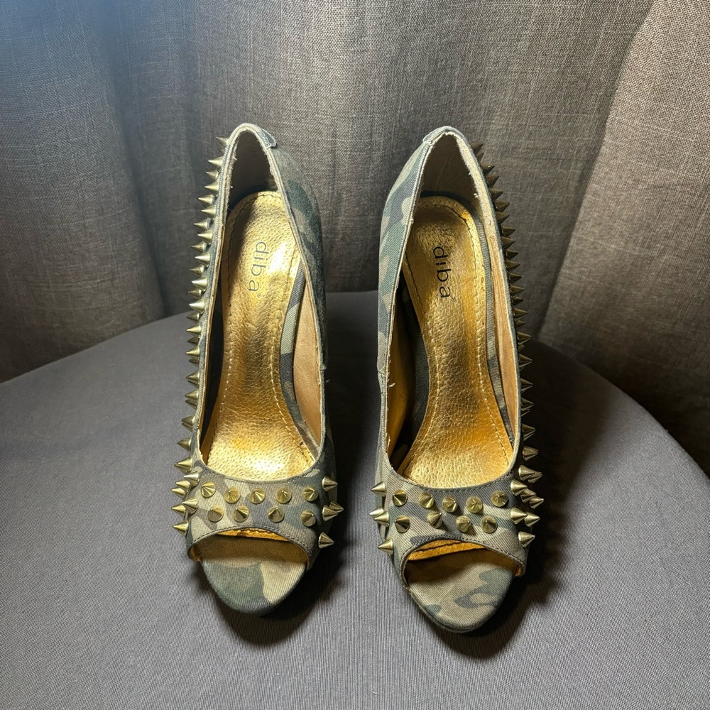 Diba Camo Studded 5 inch Peeptoe